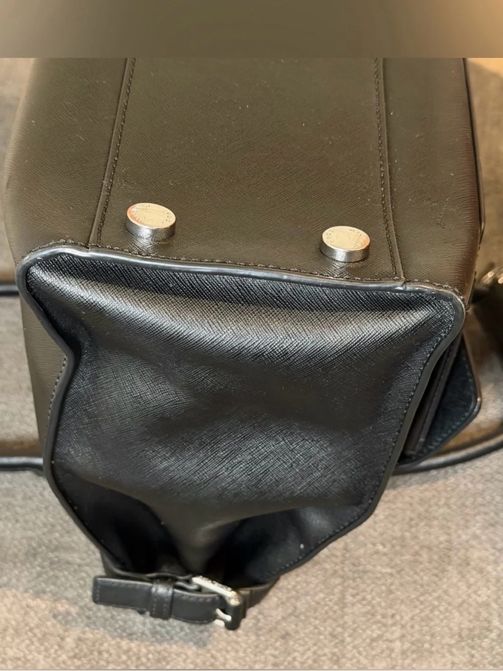 Michael Kors Black Saffiano Satchel with MK Charm